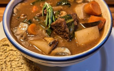 Classic Beef Stew with Dandelion Greens